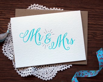 Letterpress Wedding Card - Mr and Mrs  Engagement card