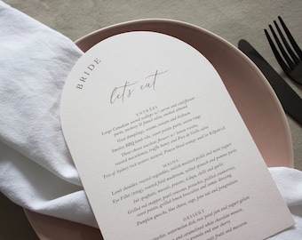 Wedding Menus, printed menus, arch with names, personalised menus, guest names ADELAIDE