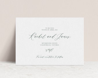 Save the Date. Calligraphy Botanic greenery style printed Save the Date - ANNECY