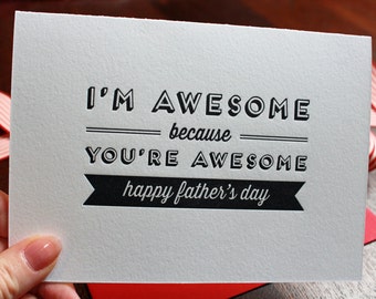 Letterpress Father's Day Card - Awesome