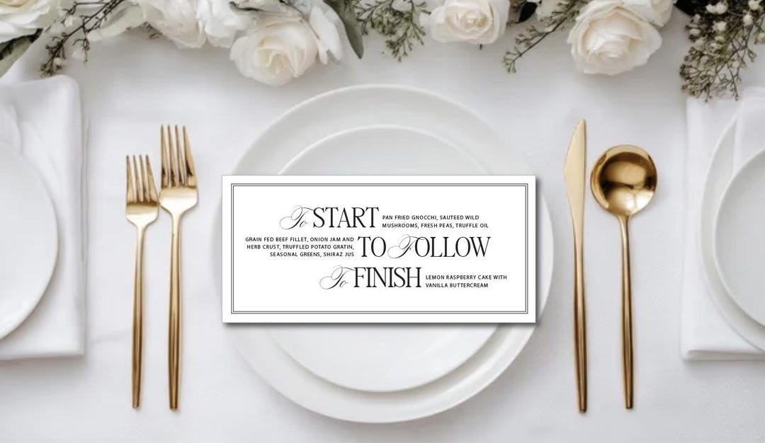 Elegant Wedding Menu Template, Fully Editable Menu, Instant Download ...