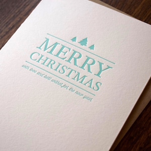 Weihnachtskarte Minty Bäume Buchdruck Weihnachtskarte
