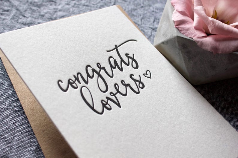 Letterpress Congrats Lovers Card