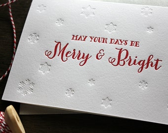 Christmas card Letterpress Christmas Card Snowflakes Merry and Bright