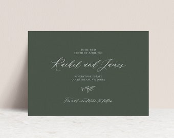 Save the Date White Ink Printed. Calligraphy botanical greenery style - ANNECY Save the date cards