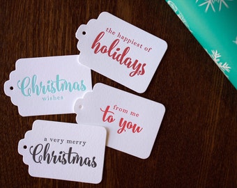 Christmas gift tags Letterpress Christmas Gift Tags 4 Pack
