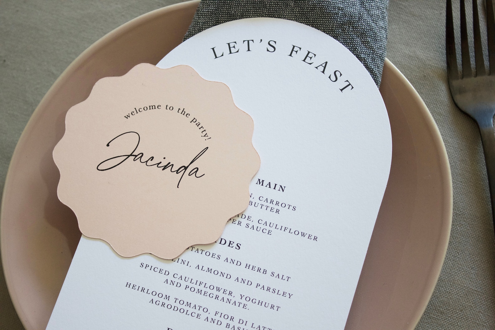 Menu Arch Wedding Menus, Printed Arch Menus With Circle Wave Placecards ...