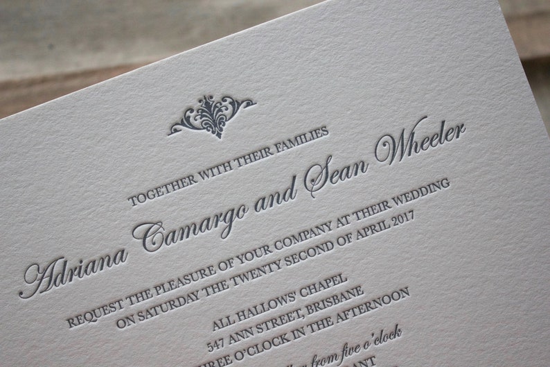 Letterpress Wedding Invitations Lyon image 1