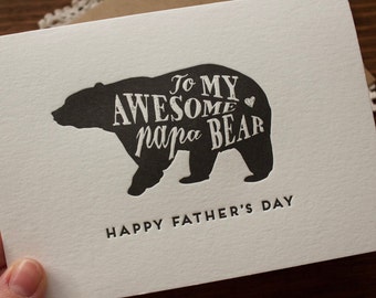 Papa Bear Father's Day Card - Letterpress