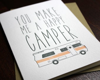 Letterpress Love and Camper Card - Valentine's Day