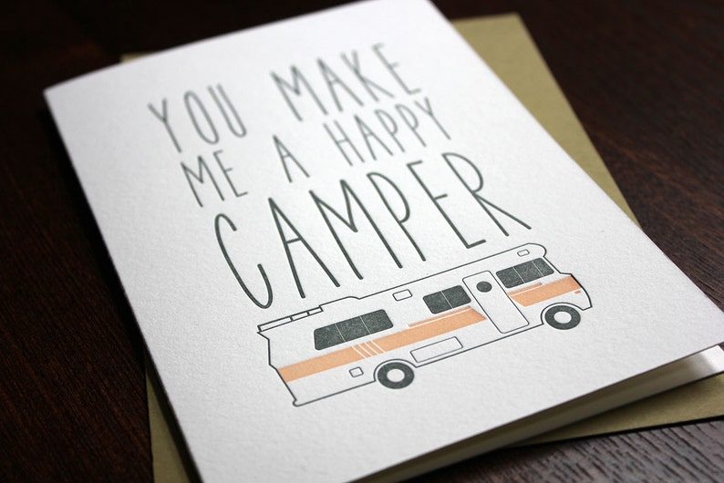 Letterpress Love and Camper Card Valentine's Day image 1