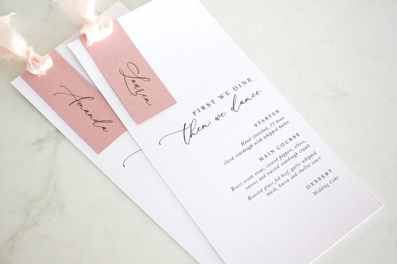 Wedding Menu & Name Tag Template Set Instant Download Elegant Layered ...