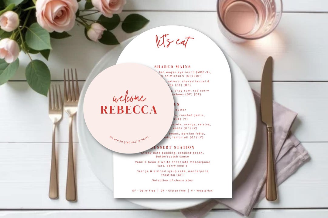 Menu Round Shape Arch Menu With Round Place Cards Set, Custom Wedding or Event Menus ...