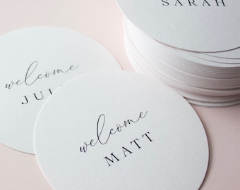 Round place cards, wedding placecard coasters, modern round placecard, circle place cards, guest name cards VERONA