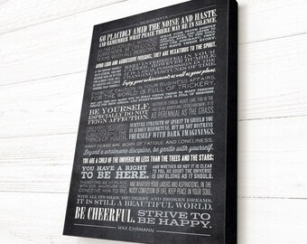 Desiderata, Desiderata Print, Hand-stretched Canvas on wooden frame, READY TO HANG, Canvas Gallery Wrap, by Max Ehrmann