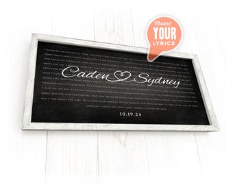 Framed Song Lyrics, Any Song Lyrics, Wedding Song Lyrics, Custom Wall Art, First Dance Song, Wedding Anniversary Personalized Gift
