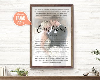 Framed Wedding Vows with Photo, Our Vows, First Anniversary Gift, Anniversary Gift, Made from Premium Quality Canvas and Solid Wood