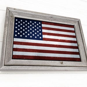 Framed American Flag, American Flag Art, USA Flag, Patriotic Wall Art, Rustic American Flag, Veteran&#39;s Gift, 4th of July, Americana Decor