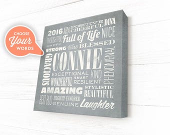 Going Away Gift, Custom Canvas, Personalized Word Art, Keepsake, Word Cloud