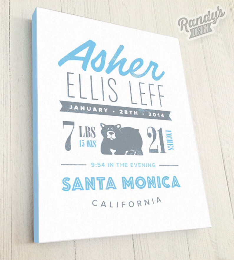 Personalized Birth Announcement Custom Canvas Art with Baby Etsy