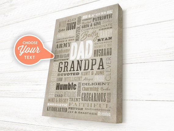 Dad Word Cloud, Dad Word Art, Custom Word Art, Gift for Dad, Word Art, Custom Word Canvas, Personalized Gift, Word Collage Sign