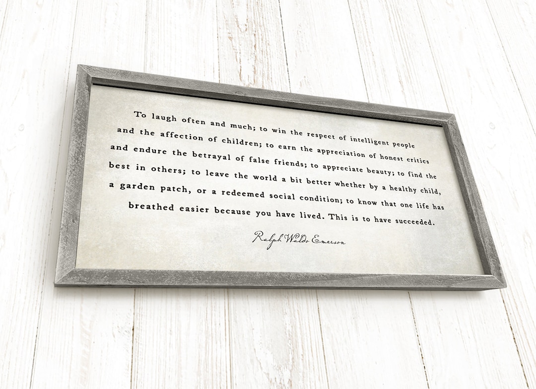 Success, to Laugh Often and Much - Framed, Ralph Waldo Emerson Quote ...