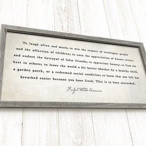 Success, to Laugh Often and Much - Framed, Ralph Waldo Emerson Quote ...
