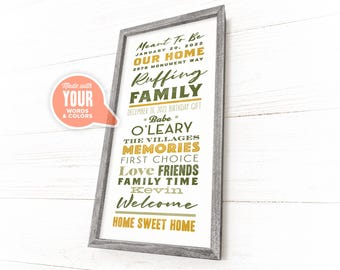 Family Subway Art, House Warming Gift, Custom Family Name Sign, Subway House Rules, Framed Wood Sign, Personalized Word Art, Wall Hanging