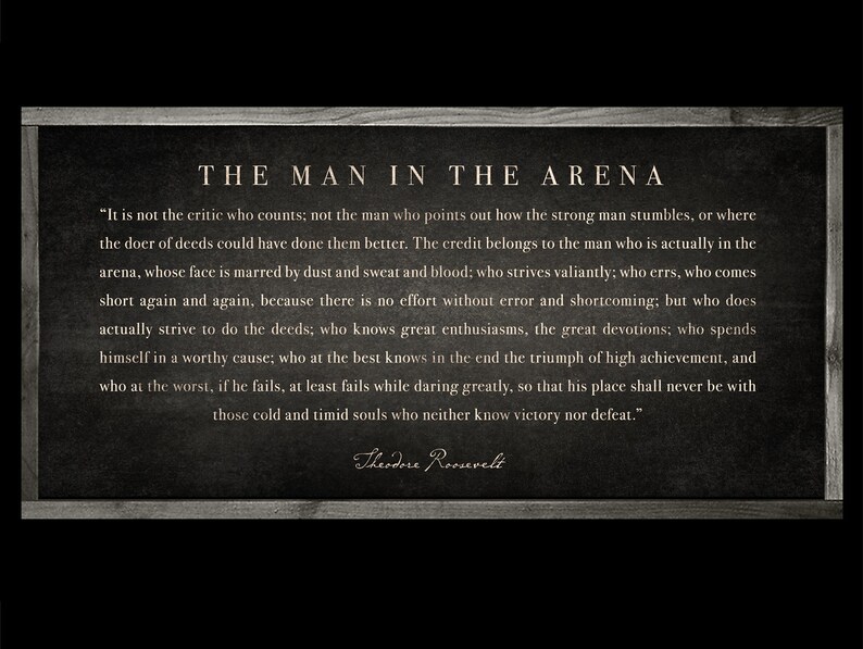 The Man In The Arena Quote Framed The Man in the Arena Framed Theodore Roosevelt Quote | Etsy