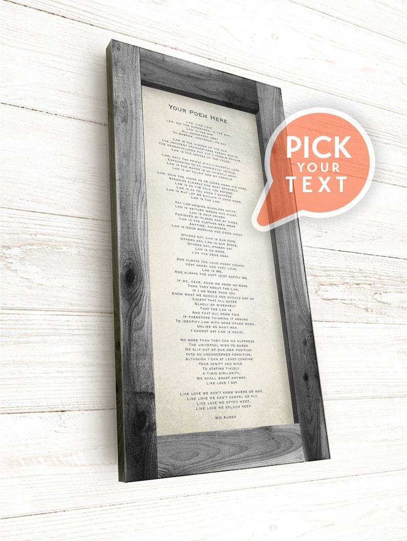 Framed Personalized Canvas Poem Long Poem Custom Poem Print Etsy