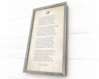 If poem by Rudyard Kipling,  Graduation Gift for Son, Wood Framed Hand-crafted Rustic Barnwood, Heavyweight Canvas