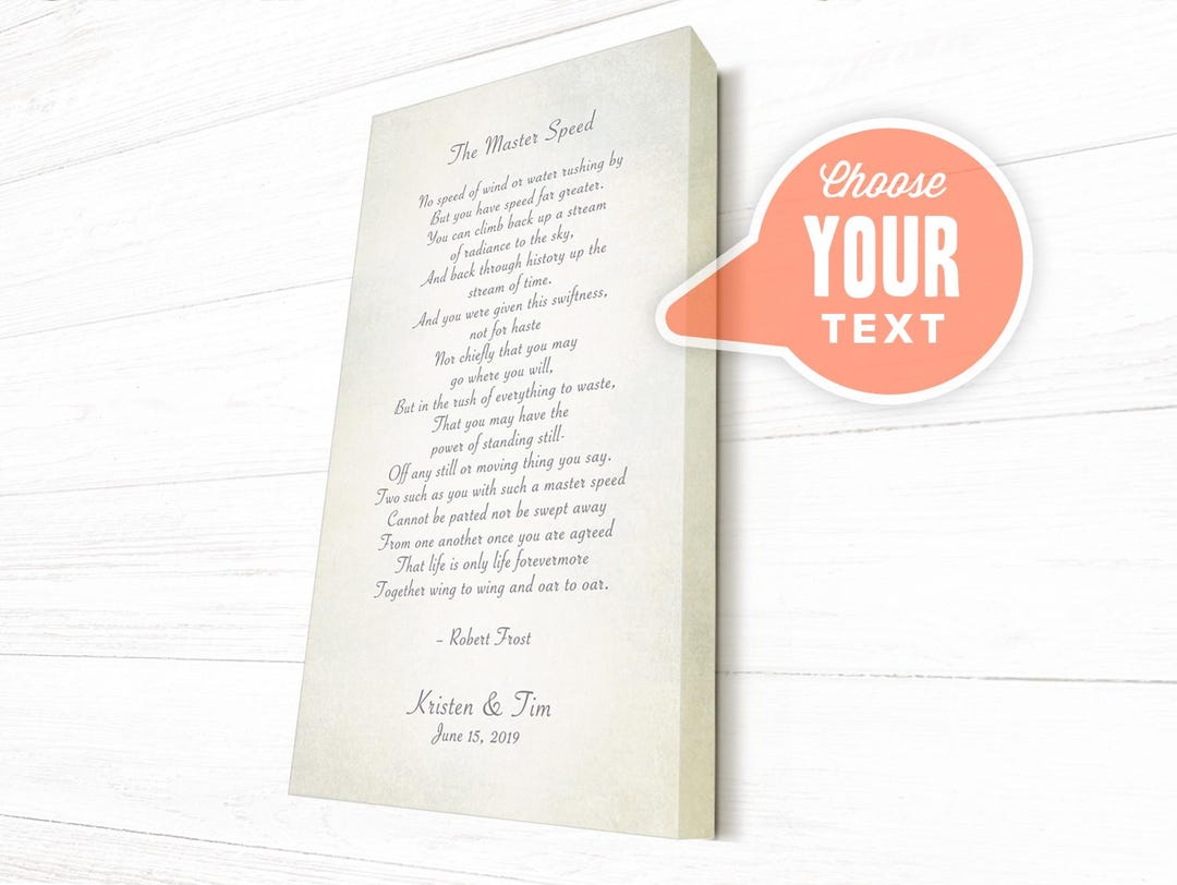 Poem on Canvas, Narrow Design, Custom Poem Print on Canvas, Premium ...