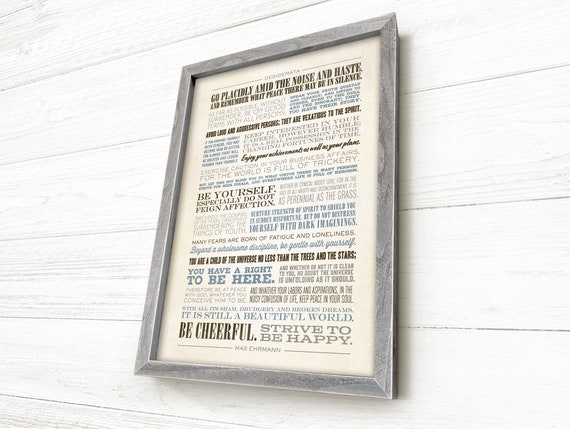 Desiderata Framed, Desiderata Wall Art, Wood Framed, Desiderata Poem, Desiderata Plaque, Pick Your Colors