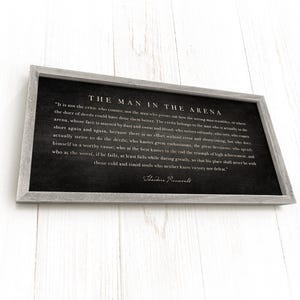 The Man in the Arena Sign, The Man in the Arena Framed, Theodore Roosevelt, Office Wall Decor, Motivational Sign, Inspirational Sign