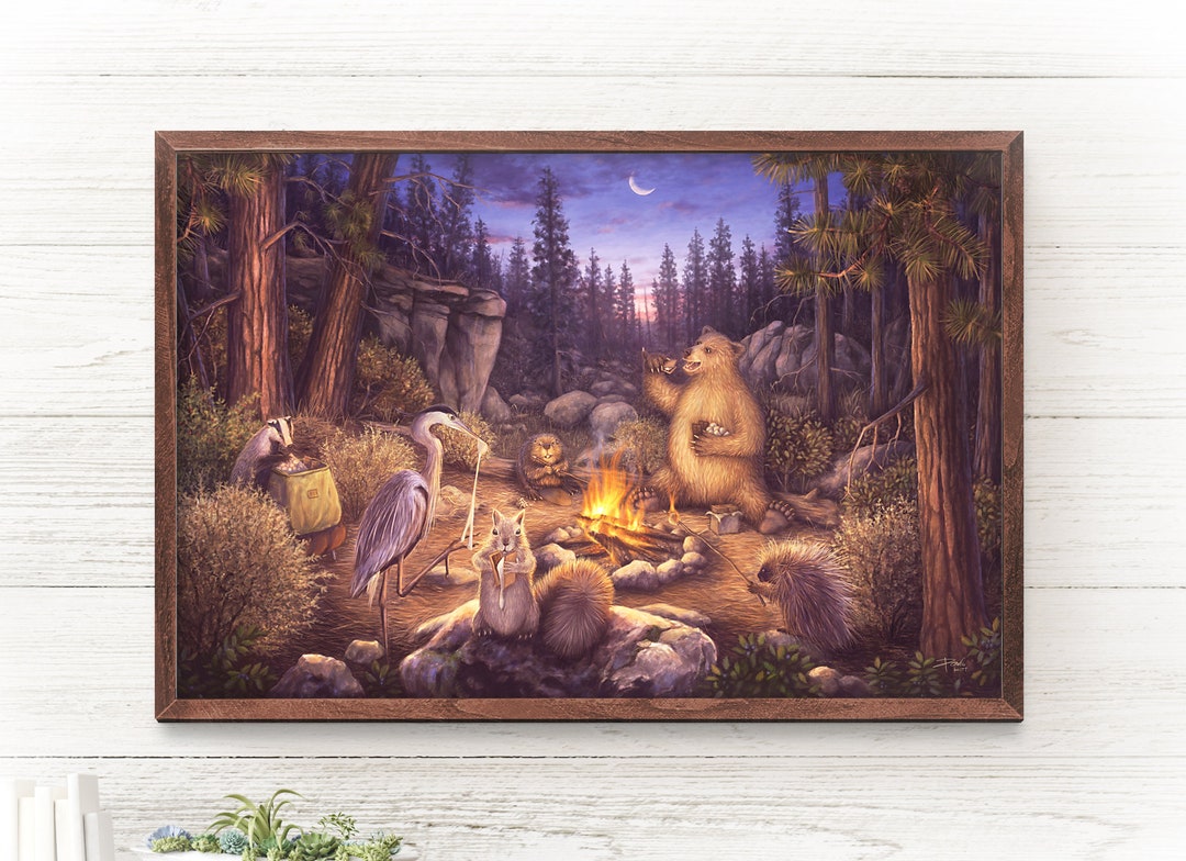 Cabin Wall Art, Cabin Decor, Cabin Sign, Bear Art, Framed Canvas Art
