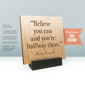 Custom Engraved Wood Plaque, Personalized with Your Text,  Custom Quote Gift — Solid Hardwood with Stand