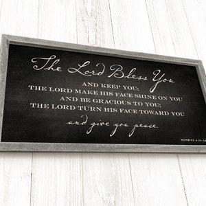 The Lord Bless You and Keep You Sign, Living Room Sign, Numbers 6-24-26, Scripture Sign on Vintage Black Canvas
