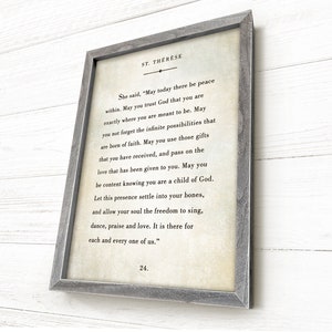 St Therese Quote, Saint Therese, Book Quote Sign, Farmhouse Sign Quote, Barnwood Framed, Book Page Art, Wood Frame, Pick your colors
