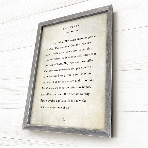 St Therese Quote, Saint Therese, Book Quote Sign, Farmhouse Sign Quote, Barnwood Framed, Book Page Art, Wood Frame, Pick your colors