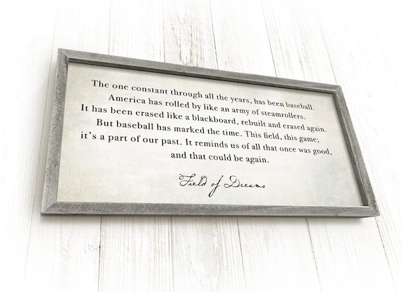 Field of Dreams, Baseball Gifts for Men, Baseball Fan Gift, Coach Gift, Office Sign, Hand-crafted Framed Wood Sign, Museum Quality Canvas