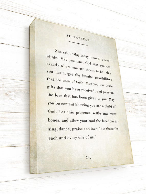 St Therese Quote St Theresa Prayer Book Page Art Vintage Book Page Saint Therese of Lisieux READY TO HANG Canvas Gallery Wrap St Therese Quote St Theresa Prayer Book Page Art Vintage Book Page Saint Therese of Lisieux READY TO HANG Canvas Gallery Wrap