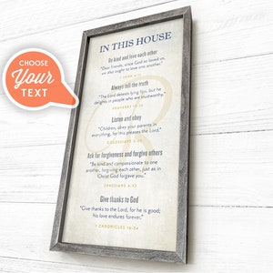 Christian Family Sign, Family Values Sign Custom, Framed Wood Sign, Family Name Sign, Personalized Family Sign, Choose Your Colors