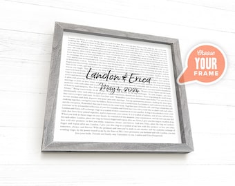 Wedding Vows, Custom Framed Wedding Sign on Canvas, Personalized Wedding Sign, Anniversary Gift, Wedding Gift for Couple, Wedding Speech