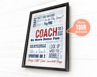 Custom Coach Gift, Framed Word Art, Coach Appreciation, Personalized Gift for Coach, Coach Thank You Gift, Gift from Team, Soccer Coach Gift