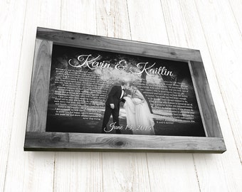 Wedding Vows Framed, Framed Wedding Vows, Wedding Vows Canvas, Framed Vows, Wedding Vows Gift with Handcrafted Barnwood Frame