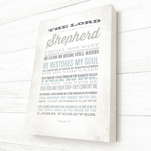 Scripture Wall Art, The Lord is My Shepherd, Bible Verse Canvas, Bible Verse Wall Decor, Psalm 23, Premium Canvas