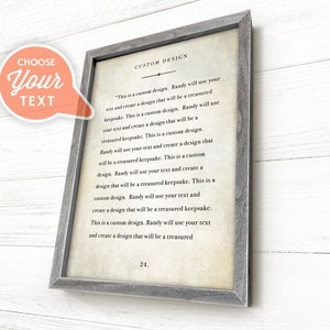 Personalized, Book Quote Sign, Framed Book Quote Wall Art, Farmhouse Sign Quote, Custom Quote on Canvas with Wood Frame, NO CHARACTER LIMIT