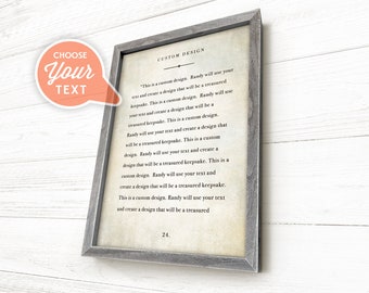 Personalized, Book Quote Sign, Framed Book Quote Wall Art, Farmhouse Sign Quote, Custom Quote on Canvas with Wood Frame, NO CHARACTER LIMIT