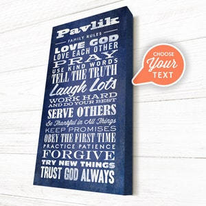 Personalized Family Rules Canvas, Family Mission Statement, Canvas Gallery Wrap with 1.5 inch depth