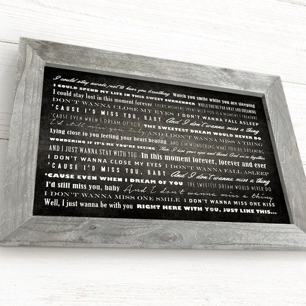 Custom Lyrics Sign, Framed  Lyrics, Pick any song lyrics , Premium Quality Canvas and Rustic Frame